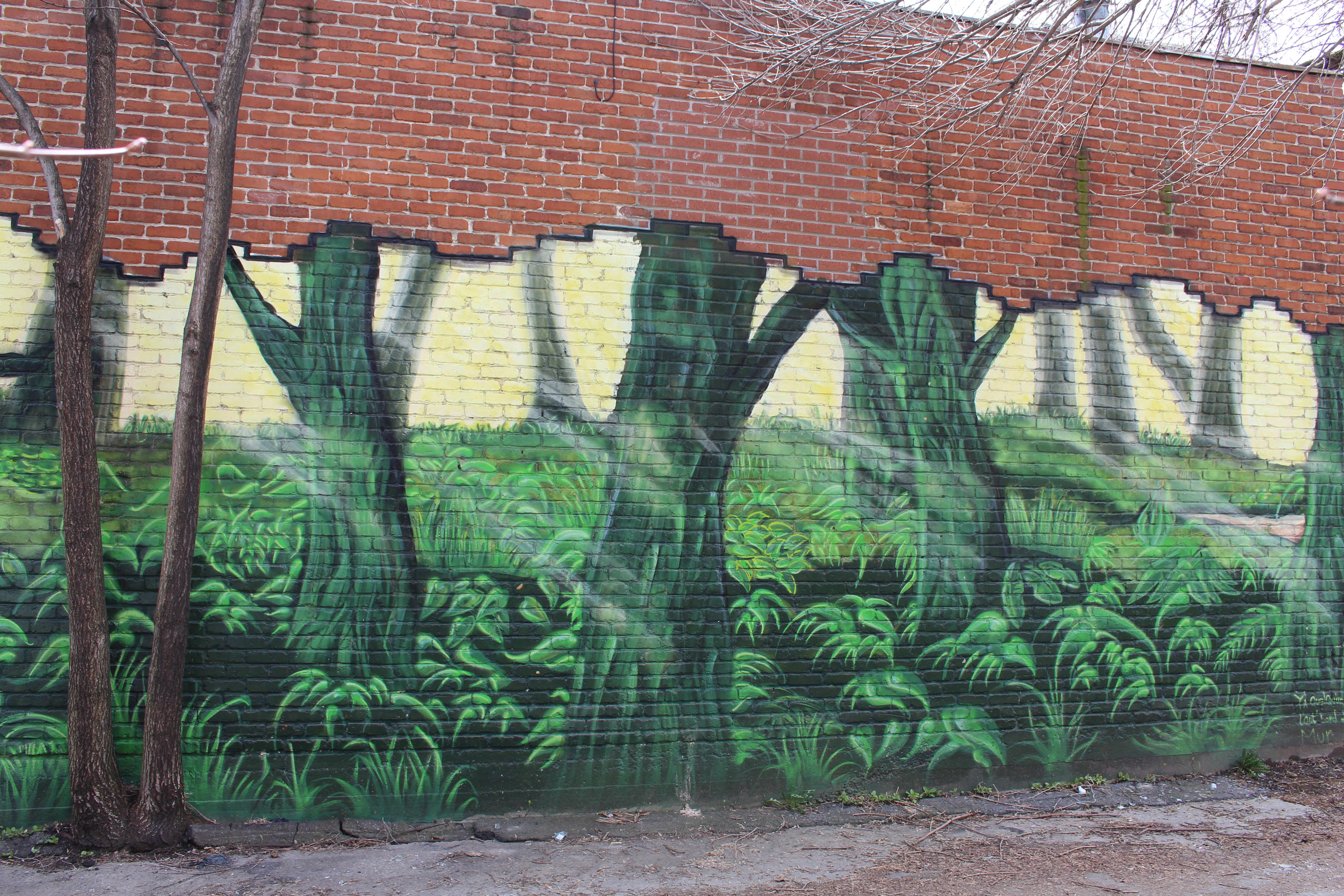 Une murale d'une forêt par l'association YAM